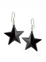 Sterling Silver & Onix Star Drop Earrings (!)