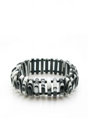 Black White Jackie Brazil Elasticated Resin Bracelet