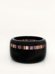 Black Bangle with Multicoloured Stripes Detail