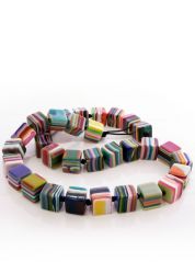 Liquorice Allsorts Multicoloured Cube Necklace by Jackie Brazil