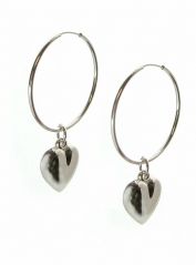 Sterling Silver Hoop Earrings with Heart (!)