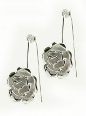 Silver Plated Flower Drop Earring (!)