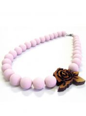 Pink large Beads and Rose Necklace